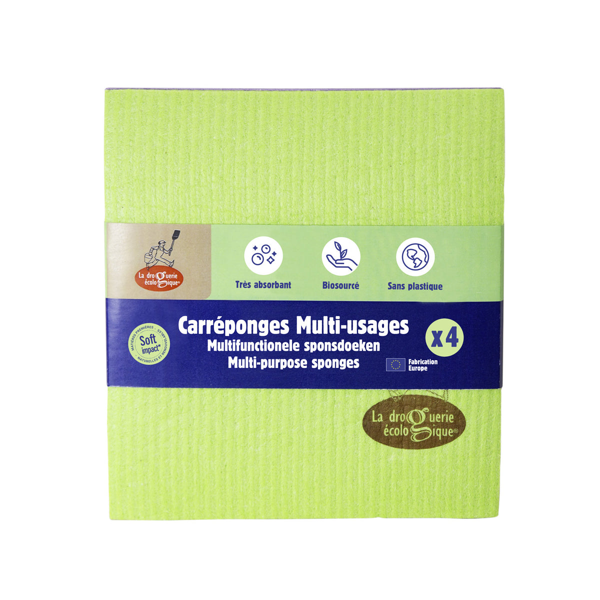 Lot de 4 carrés éponge cellulose