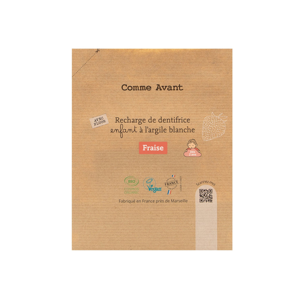 Recharge de dentifrice enfant à l'argile blanche - Fraise