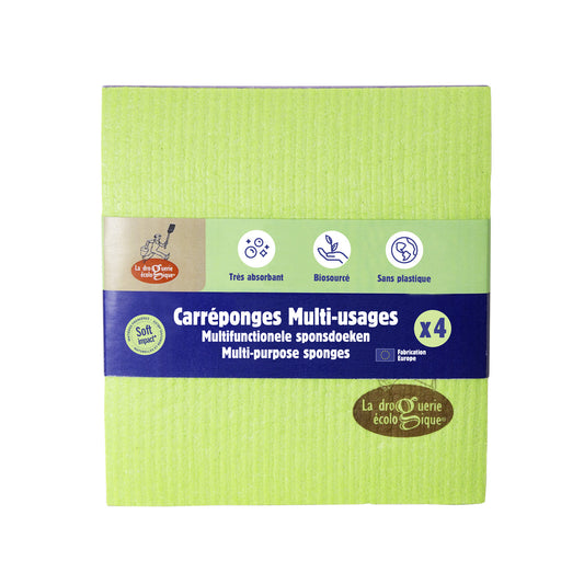 Lot de 4 carrés éponge cellulose