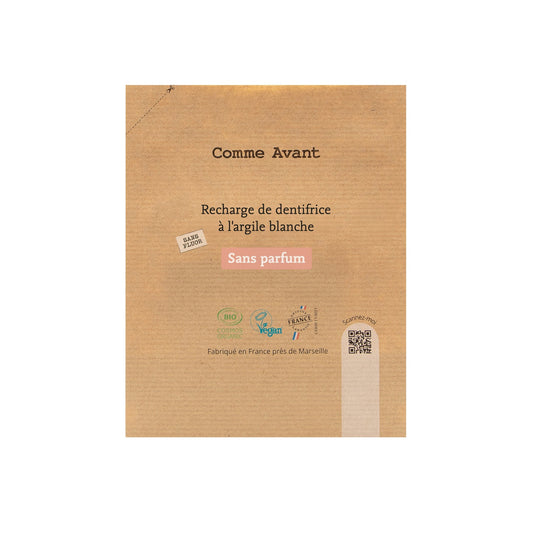 Recharge de dentifrice à l'argile blanche - Sans parfum & sans fluor
